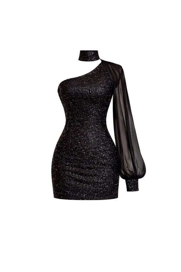 Midnight Allure One-Shoulder Mini Dress