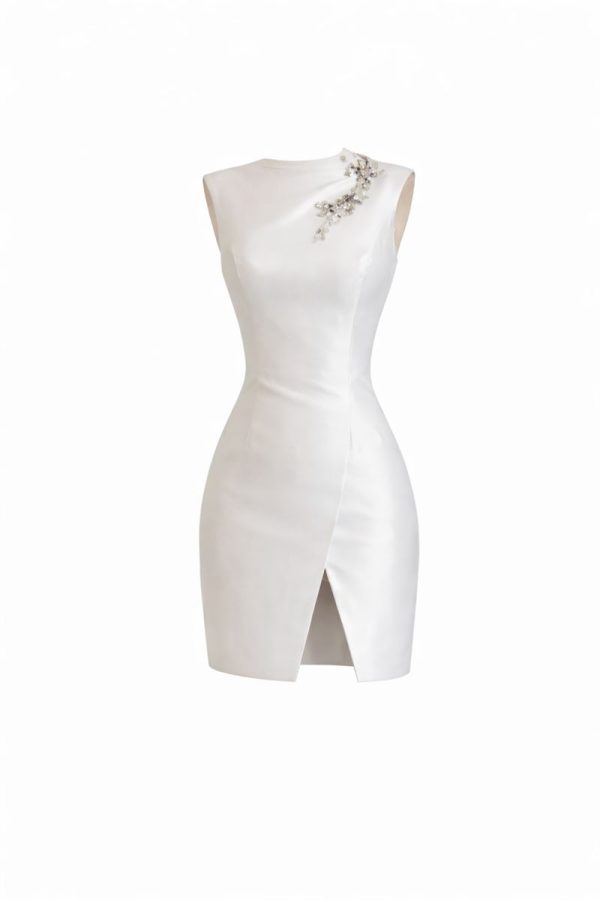 Ivory Grace Embellished Mini Dress