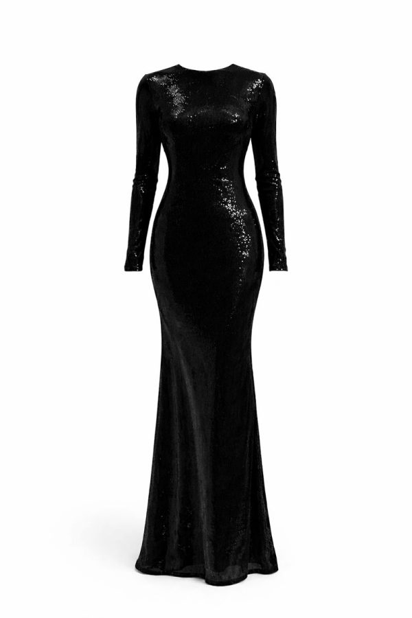 Black Eclipse Long-Sleeve Gown
